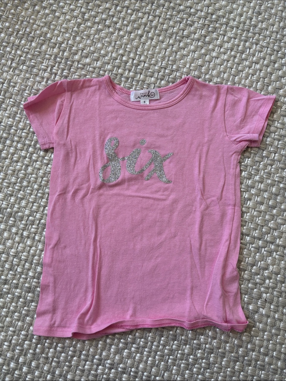 Pink Glitter 'Six' Short Sleeve Tee by sweet wink
